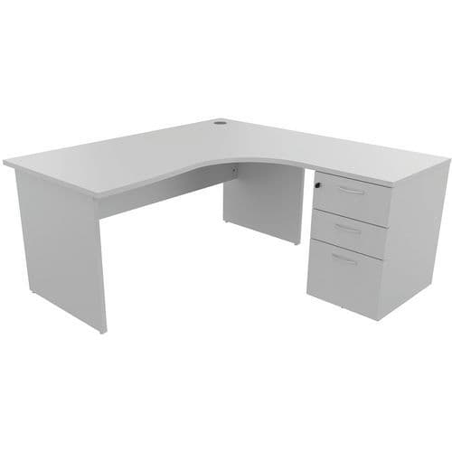 Bureau Compact Caisson 160 Cm Droit Gris Clair - Manutan Expert